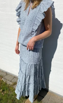 Discount Love & Divine Nederdel - Love1326 - Blue/White Stripe Nederdele