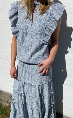 Discount Love & Divine Nederdel - Love1326 - Blue/White Stripe Nederdele