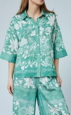 Discount Love & Divine Skjorte - Love1338 - Green Flower Skjorter