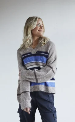 Sale Love & Divine Strik - Love1286 - Blue/Brown Striktrøjer & Sweat