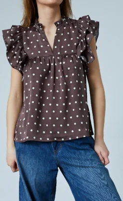 Hot Love & Divine Top - Love1387 - Brown/Dot T-shirts & Toppe