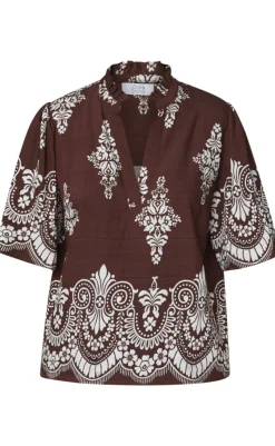 New Love & Divine Top - Love1296-2 - Brown/Paisley T-shirts & Toppe