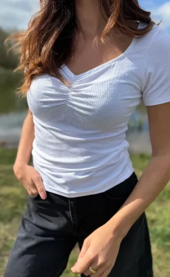 Clearance T-shirt - Klaudine - White T-shirts & Toppe