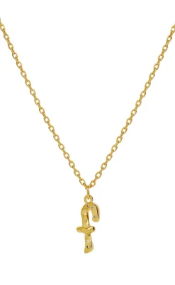 Outlet Halskæde - F Alphabet - Gold Colour Smykker