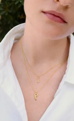 Online Halskæde - P Alphabet - Gold Colour Smykker