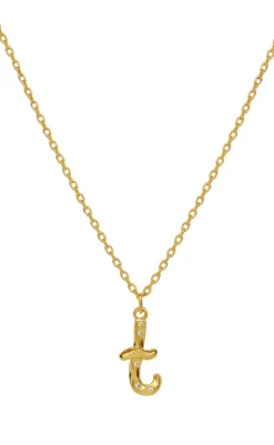 New Halskæde - T Alphabet - Gold Colour Smykker