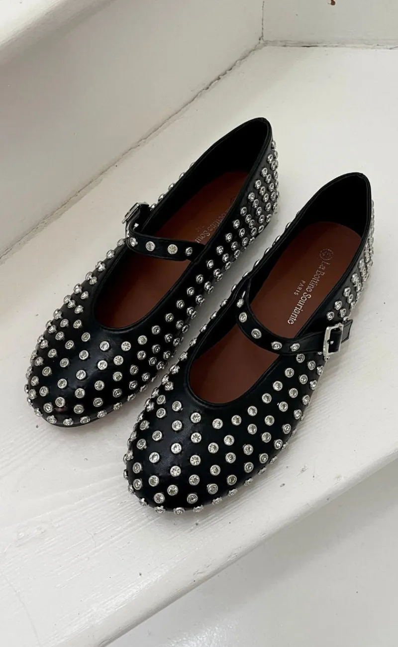 Ballerina - Rhinestone - Black Loafers & Ballerinaer