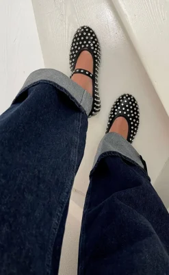 Ballerina - Rhinestone - Black Loafers & Ballerinaer