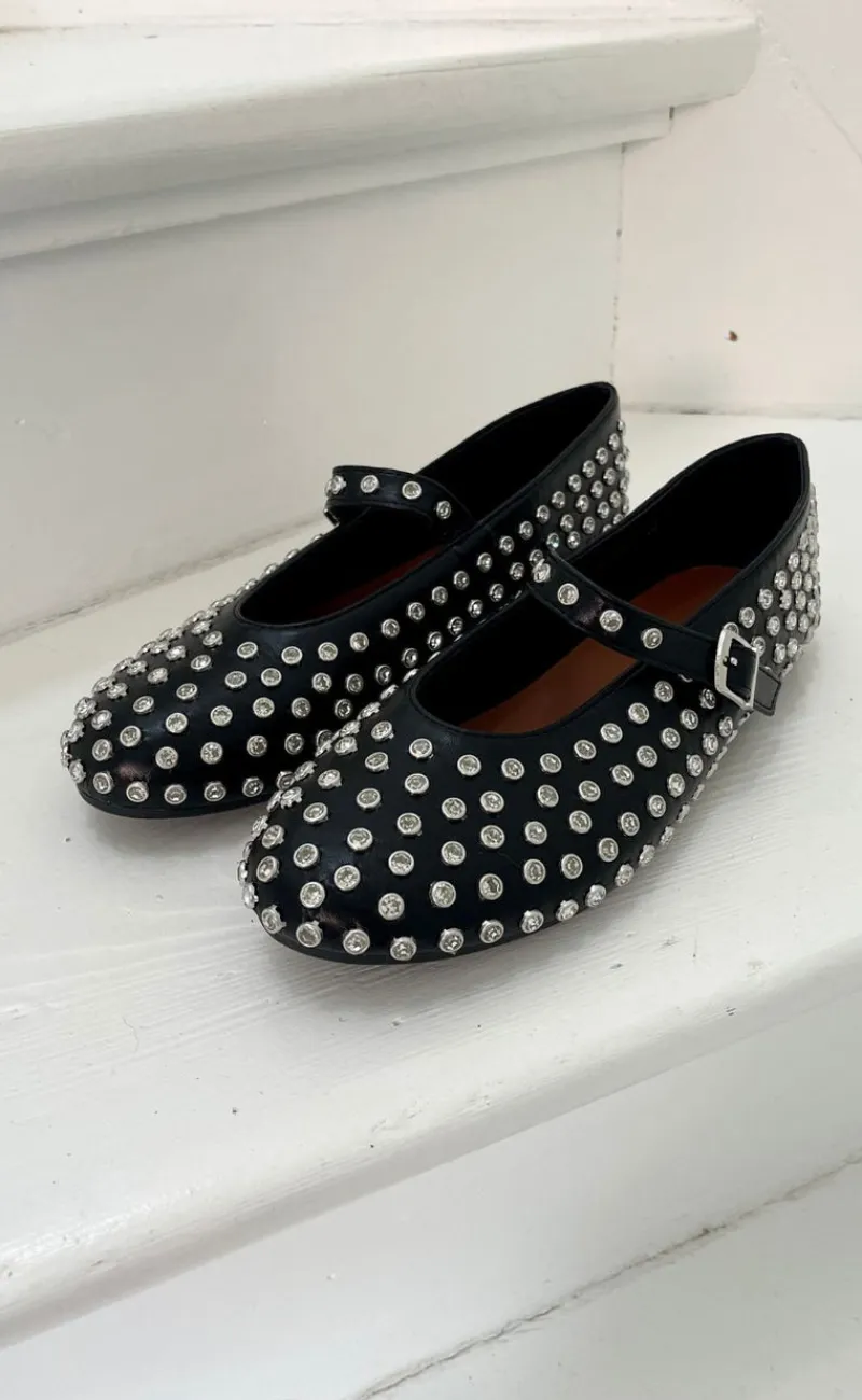 Ballerina - Rhinestone - Black Loafers & Ballerinaer