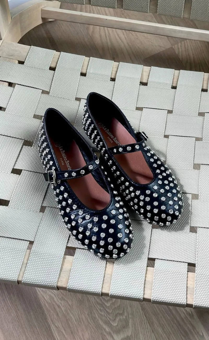 Ballerina - Rhinestone - Black Loafers & Ballerinaer