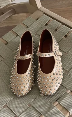Hot Ballerina - Rhinestone - Beige Loafers & Ballerinaer