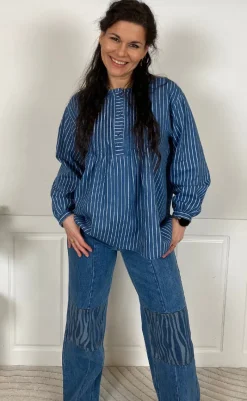 Online Bluse - Eulalie - Medium Blue Bluser