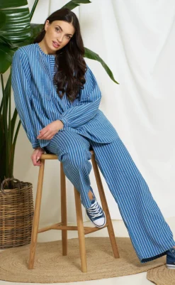 Online Bluse - Eulalie - Medium Blue Bluser