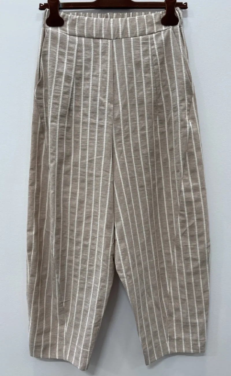 New Bukser - Fausta - Beige Stripe Bukser & Jeans