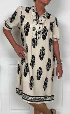 Outlet Kjole - Naomi - Beige/Black Kjoler