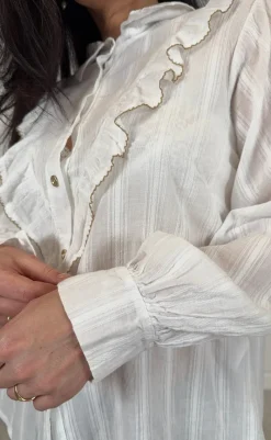 Online Skjorte - Laurette - White/Beige Skjorter