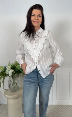 Online Skjorte - Laurette - White/Beige Skjorter