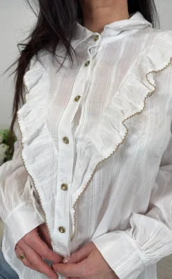 Online Skjorte - Laurette - White/Beige Skjorter