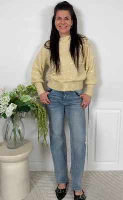 Strik - Alisee - Yellow/Bianco Striktrøjer & Sweat