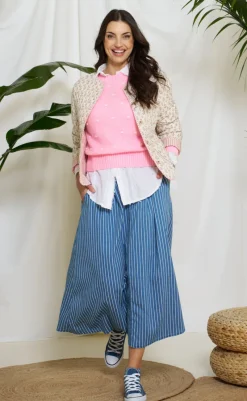 Strik - Alisee - Pink/Bianco Striktrøjer & Sweat