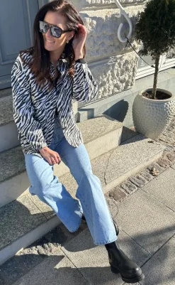 Skjorte - Noliana Zebra Denim - Black Skjorter|Striktrøjer & Sweat