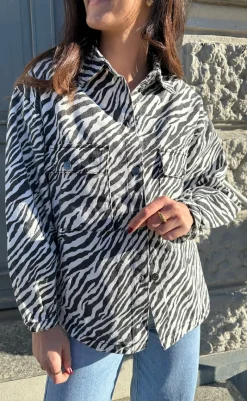 Skjorte - Noliana Zebra Denim - Black Skjorter|Striktrøjer & Sweat