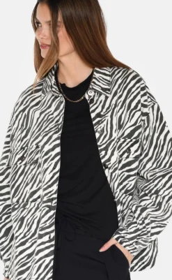 Skjorte - Noliana Zebra Denim - Black Skjorter|Striktrøjer & Sweat