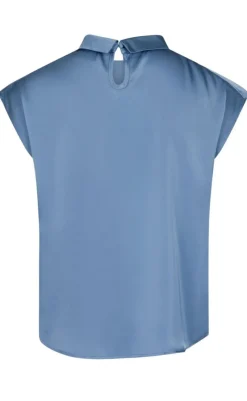 Best Bluse - Fleur Drapy Satin - Dusty Blue Bluser