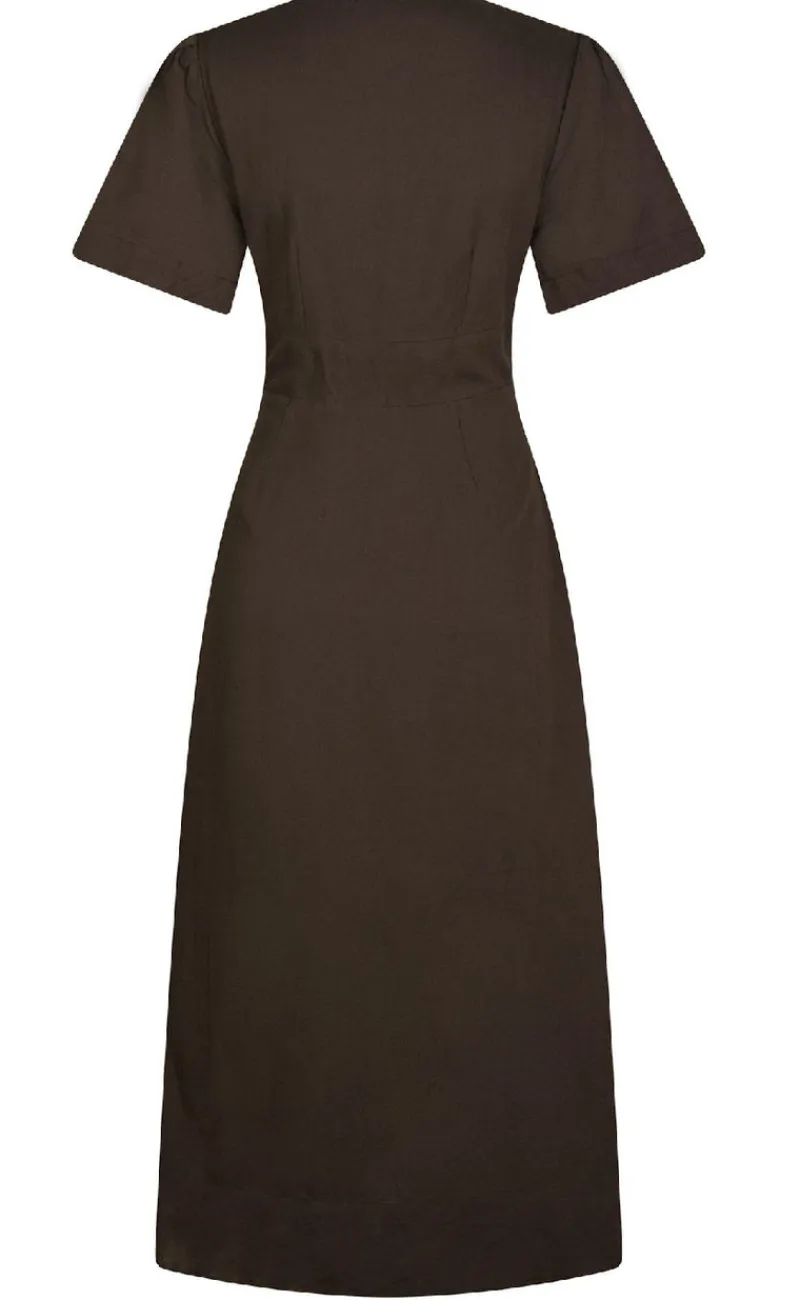 Clearance Kjole - Ilsie Linen - Dark Brown Kjoler