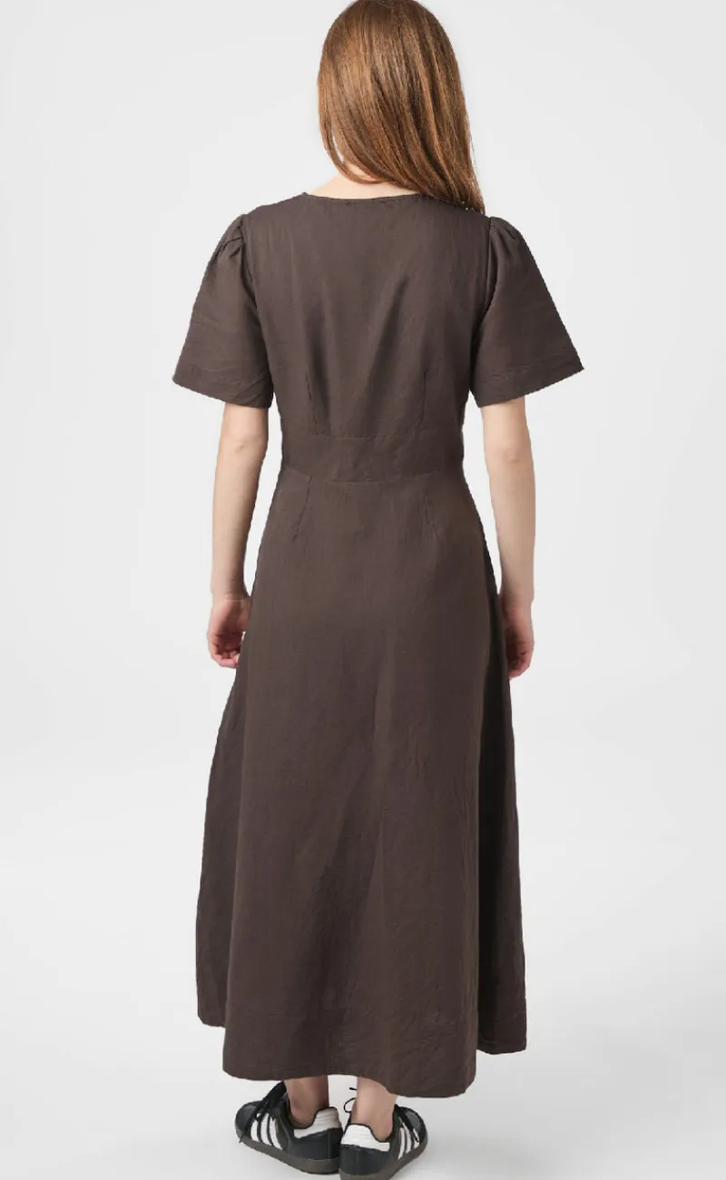 Clearance Kjole - Ilsie Linen - Dark Brown Kjoler