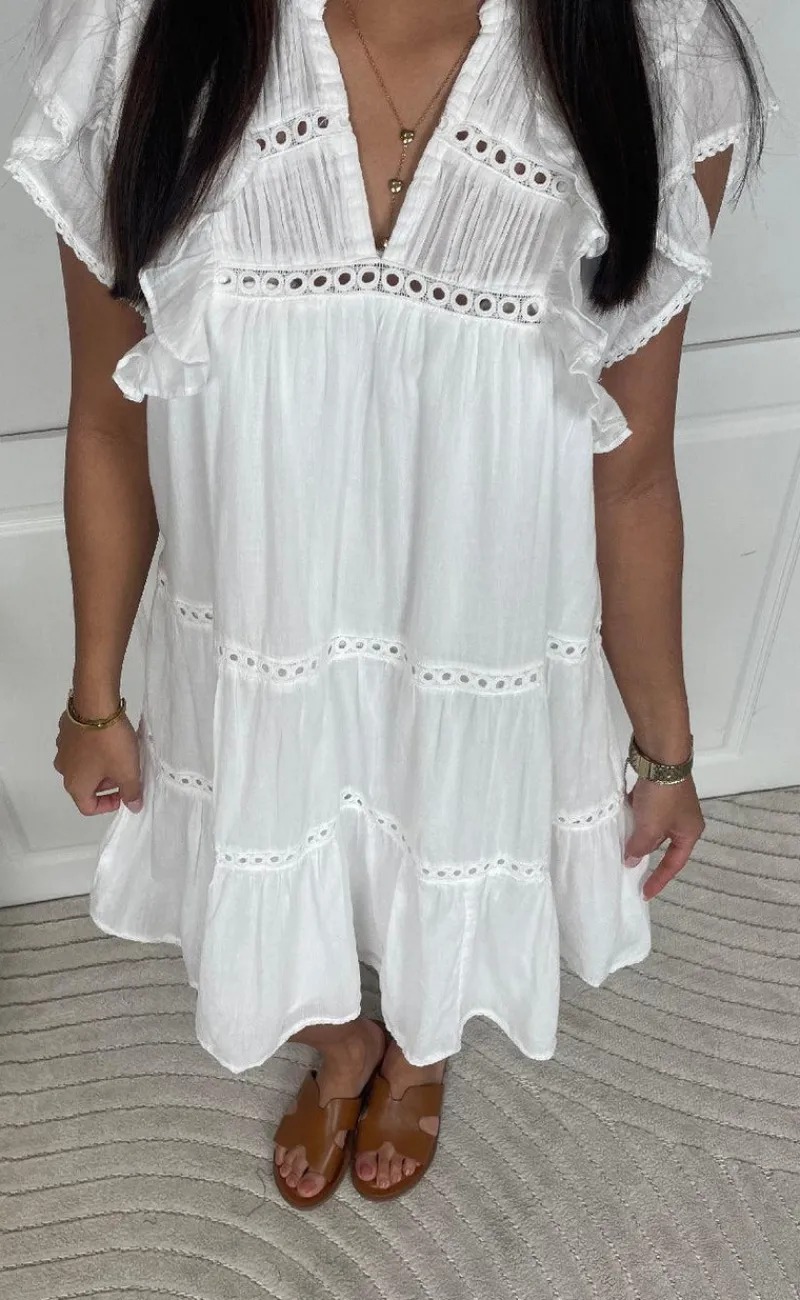 Discount Kjole - Jamma S Voile - White Kjoler