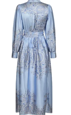 Online Kjole - Nova Paisley Border - Light Blue Kjoler