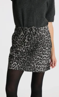 Discount Nederdel - Henrietta - Grey Leopard Nederdele