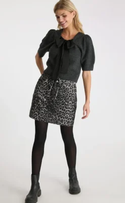 Discount Nederdel - Henrietta - Grey Leopard Nederdele