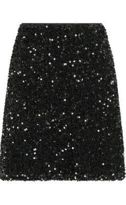 Clearance Nederdel - Miva Velvet Sequins - Black Nederdele