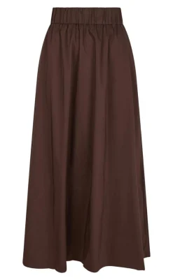 Discount Nederdel - Yara Poplin - Dark Brown Nederdele