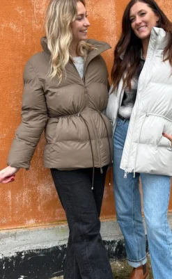 Clearance Puffer Jakke - Mayra - Dark Taupe Jakker & Frakker|Alt Overtøj
