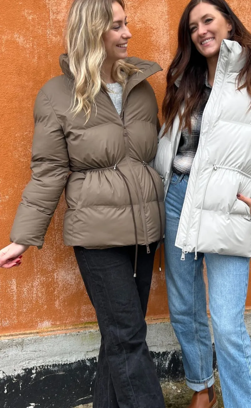 Clearance Puffer Jakke - Mayra - Dark Taupe Jakker & Frakker|Alt Overtøj