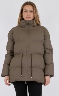 Clearance Puffer Jakke - Mayra - Dark Taupe Jakker & Frakker|Alt Overtøj