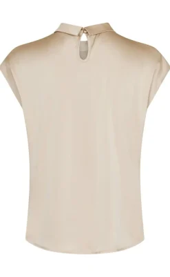 Online Top - Fleur Drapy Satin - Dark Sand T-shirts & Toppe