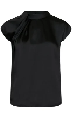 Best Top - Fleur Drapy Satin - Black T-shirts & Toppe