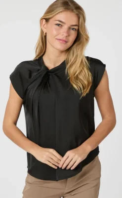 Best Top - Fleur Drapy Satin - Black T-shirts & Toppe