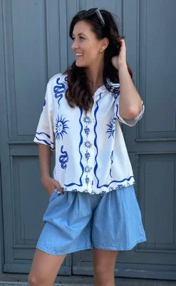 Discount Bluse - Kealy - Chana Blue Print Bluser