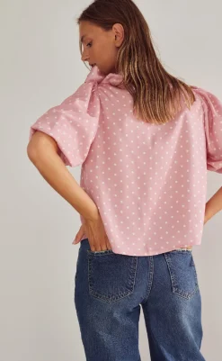 Hot Bluse - Kesha - Carmine Blush Print Bluser