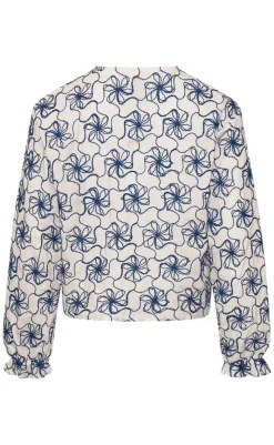 Clearance Bluse - Krisina - White Blue Combo Bluser