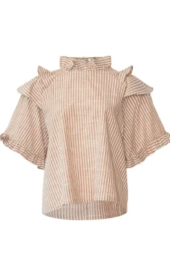Clearance Bluse - Lesly - Sand Stripe Bluser