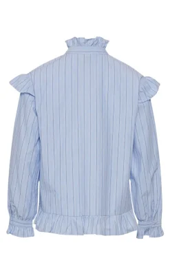 Hot Bluse - Sally - Light Blue Stripe Bluser