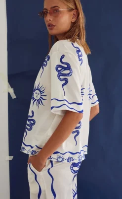 Hot Bukser - Kimona - Chana Blue Print Bukser & Jeans