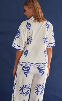 Hot Bukser - Kimona - Chana Blue Print Bukser & Jeans