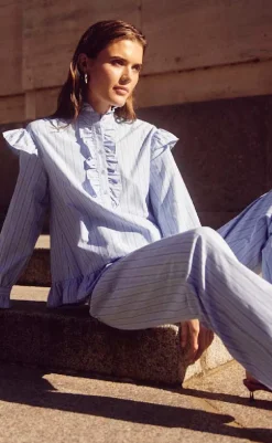 Hot Bukser - Sally - Light Blue Stripe Bukser & Jeans